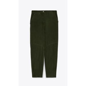 Relaxed Comfy Zara Green Army Trousers XL Soft Twill Fabric Straight Pants